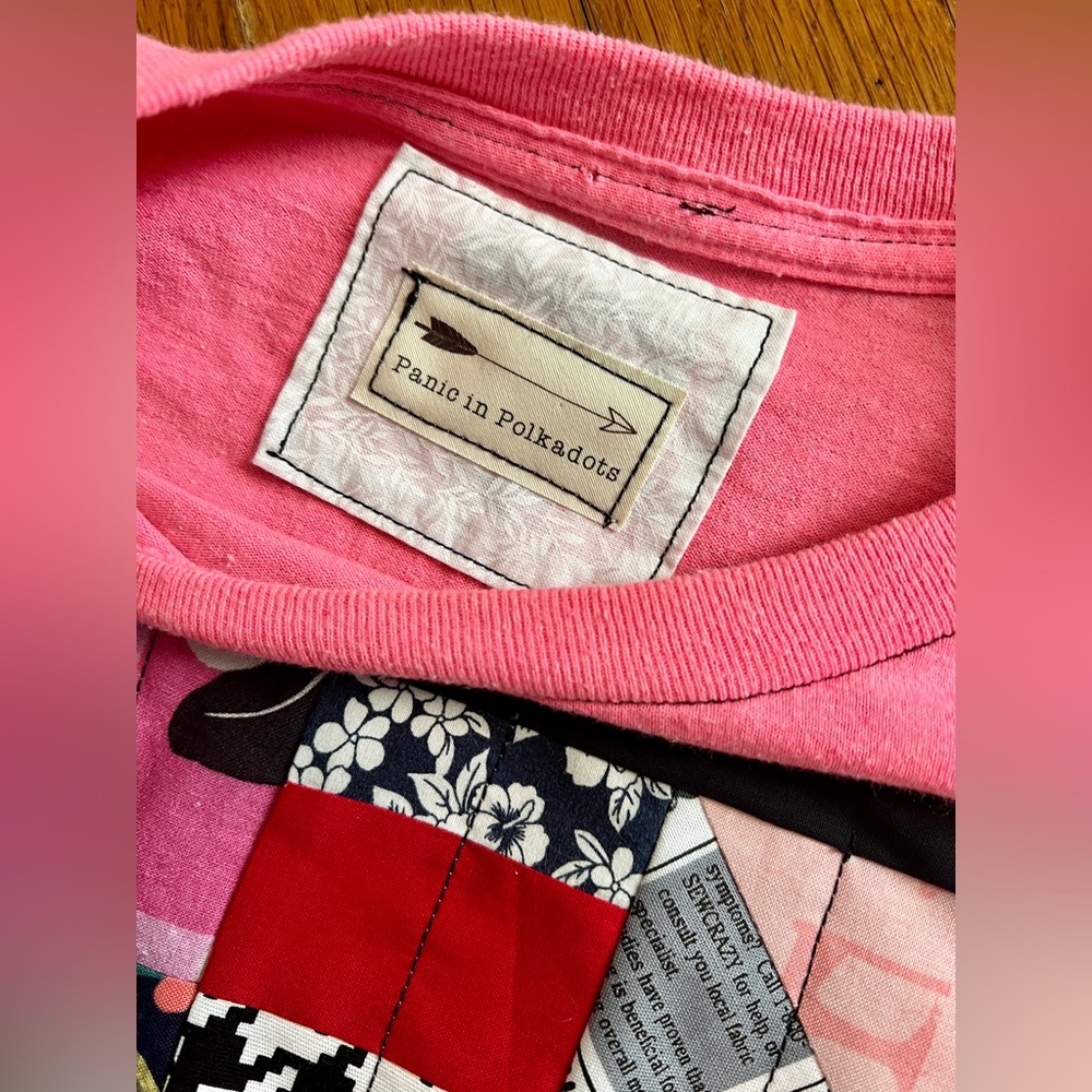 Neon Pink Bright Patchwork Crop Tee - Picture 4 of 16